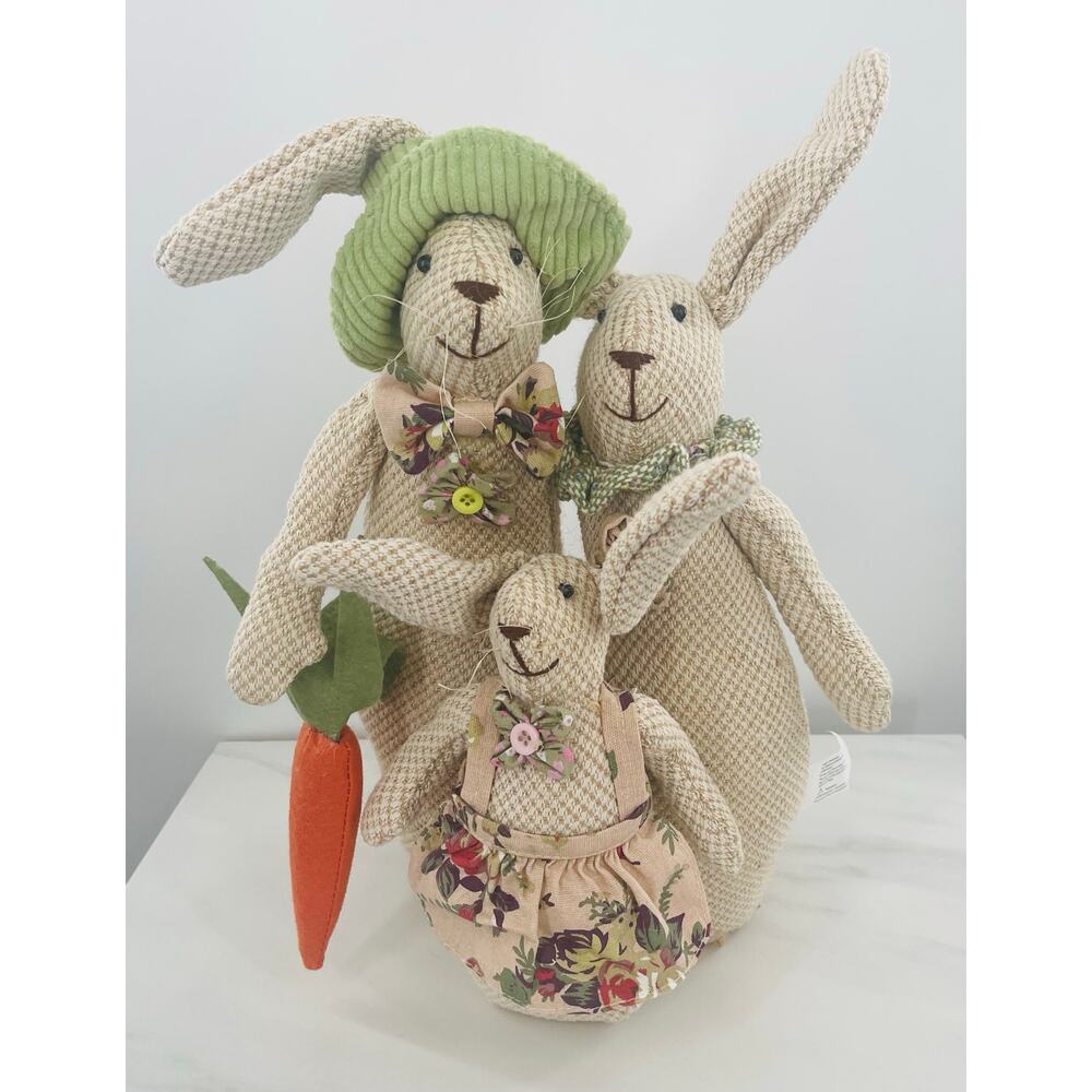 Weighted Fabric Easter Bunny Family Plush Shelf Sitter Spring Decor